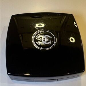 CHANEL Glossy Black Compact with Logo